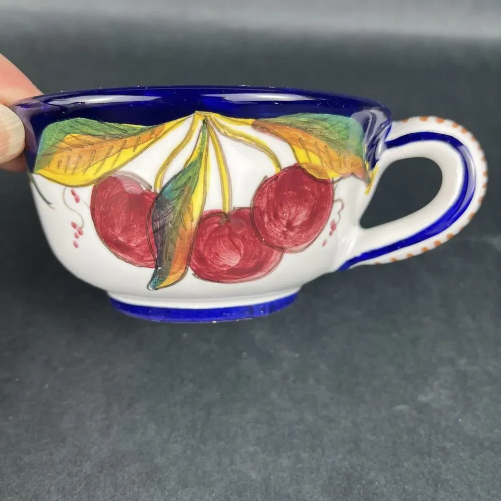 Italian Hand Painted Ravello Pottery Cup Saucer Plate Set Da‎ Lena Fruit Design